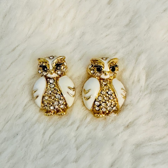 Kate Spade Gold Sparkle Owl Earrings - Picture 1 of 2